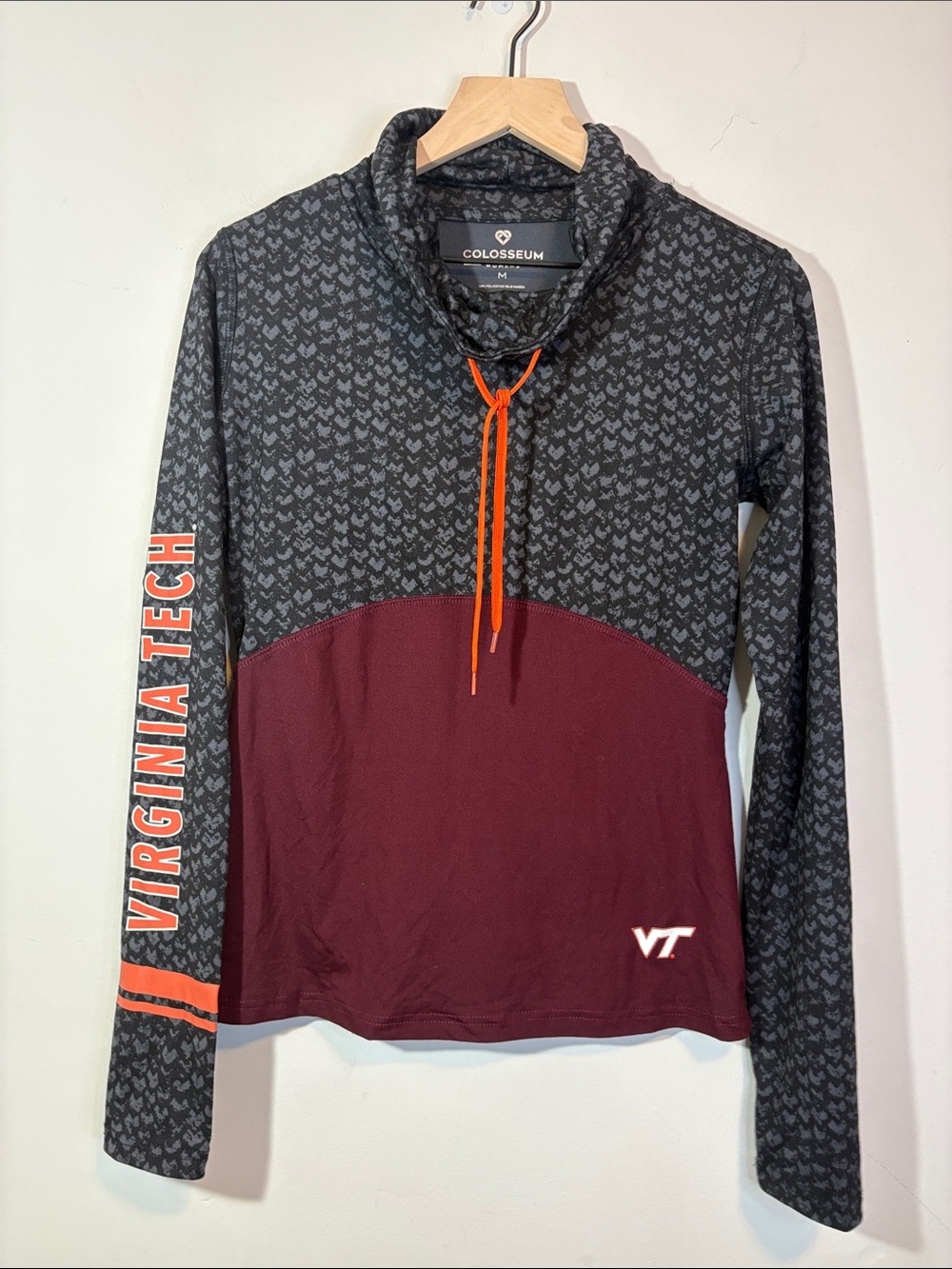Virginia Tech Hokies Women's Colosseum Scaled Mock Fitted Cowl Neck Pullover